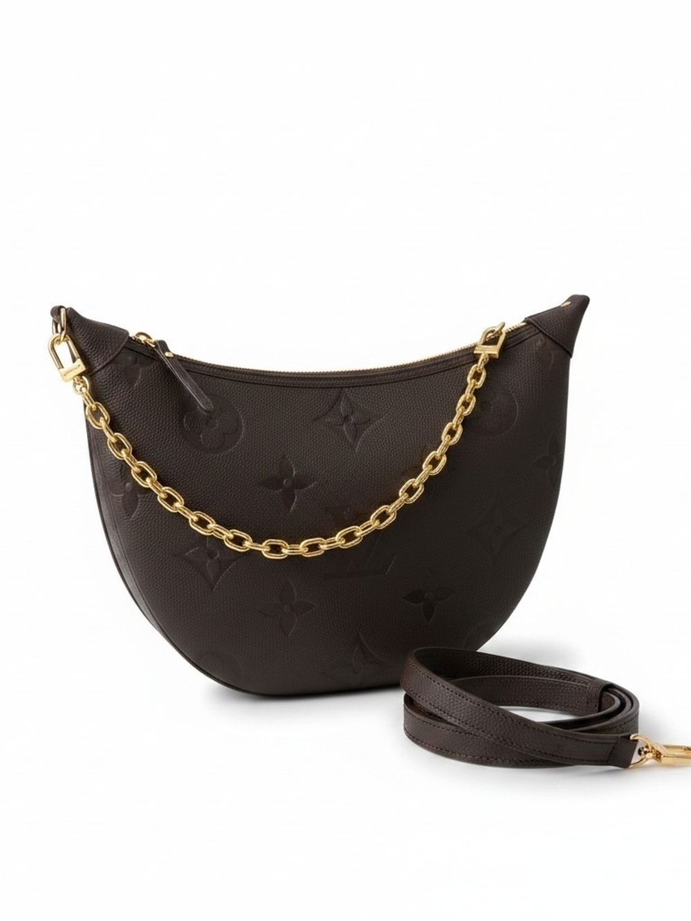 Chocolate Brown Embossed Crescent Shoulder Bag - Picture 10 of 10